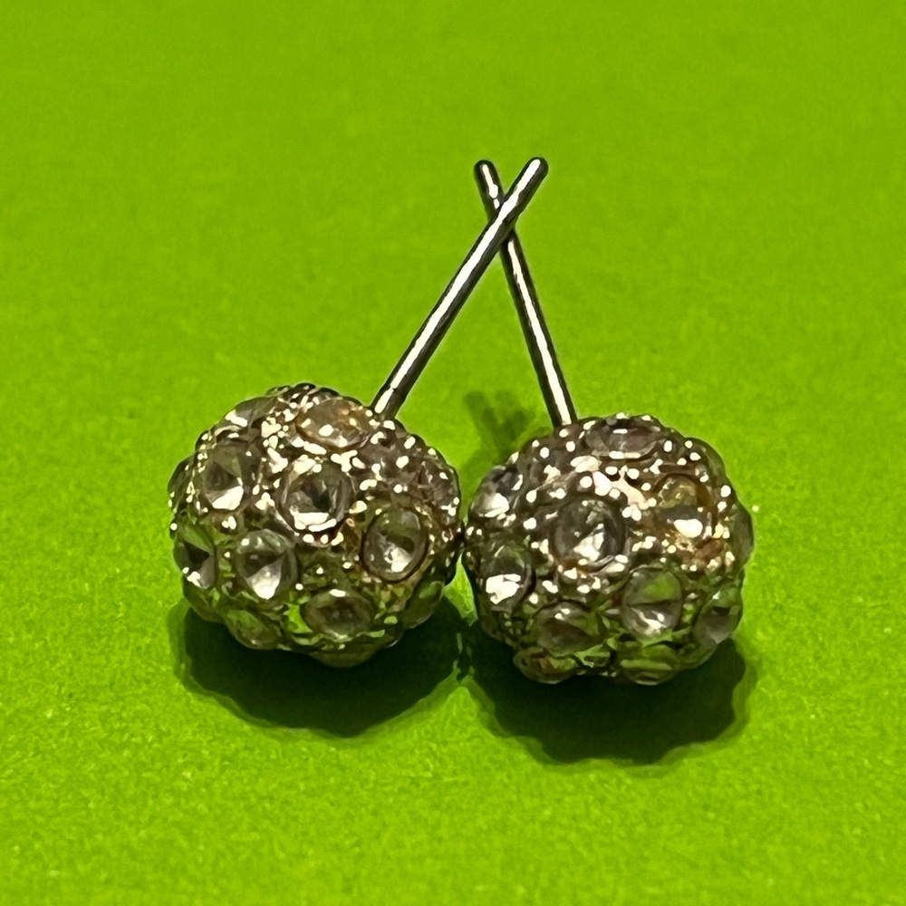 Stud Silver Rhinestone Earrings - image 6